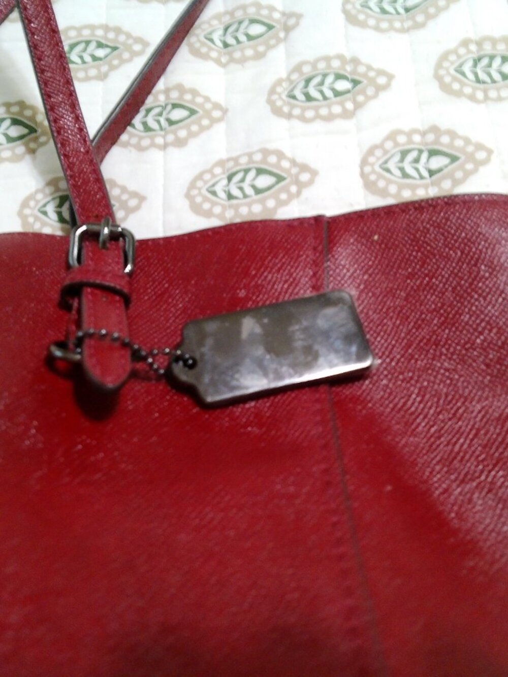 Coach Turnlock Zip  TOTE BAG Red Crossgrain Leather - Picture 5 of 13